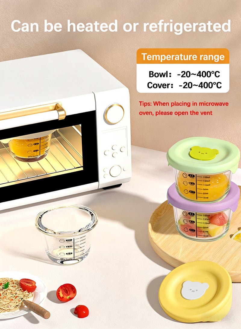 Jourvent 4 PCS Square Baby Food Containers, Reusable Infant Food Storage Jars, Small Snack Container with Lids for Infant & Babies, Microwave & Dishwasher Friendly - Image 2