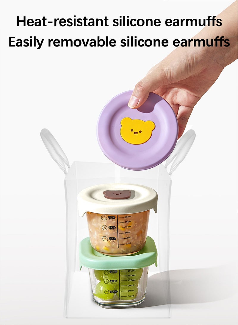 Jourvent 4 PCS Square Baby Food Containers, Reusable Infant Food Storage Jars, Small Snack Container with Lids for Infant & Babies, Microwave & Dishwasher Friendly - Image 4