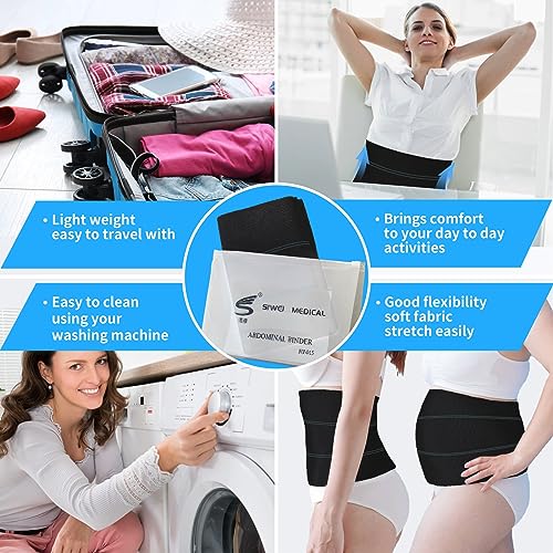 Ççs S Abdominal Binder Post Surgery - Elastic Waist Band for Stomach Support & Compression, Bariatric, Tummy Tuck | Latex-free, Breathable Belly Wrap Hernia Belt - (30" - 45") 3 PANEL - 9" High BLACK - Image 4