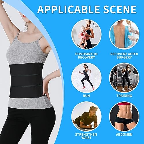 Ççs S Abdominal Binder Post Surgery - Elastic Waist Band for Stomach Support & Compression, Bariatric, Tummy Tuck | Latex-free, Breathable Belly Wrap Hernia Belt - (30" - 45") 3 PANEL - 9" High BLACK - Image 5