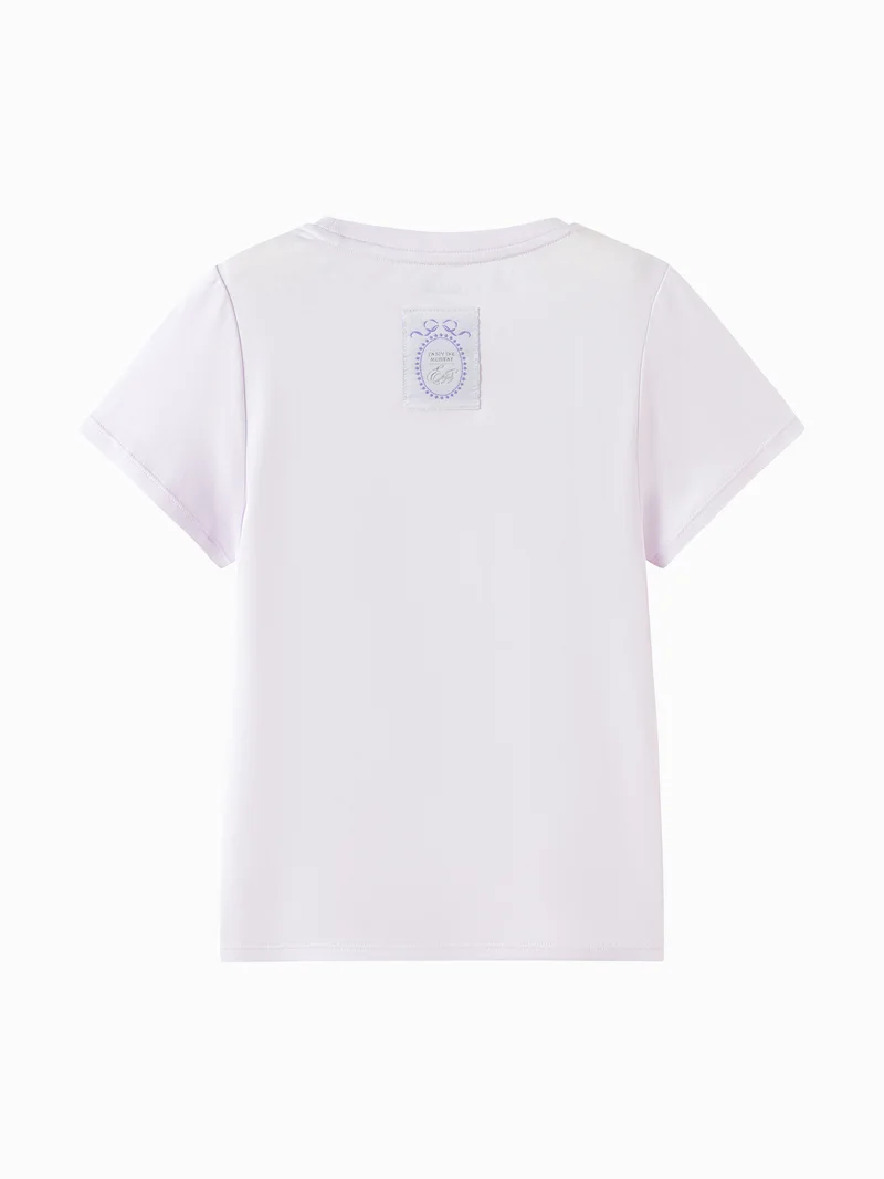 Balabala Kids Girls Round v-neck short-sleeved T-shirt