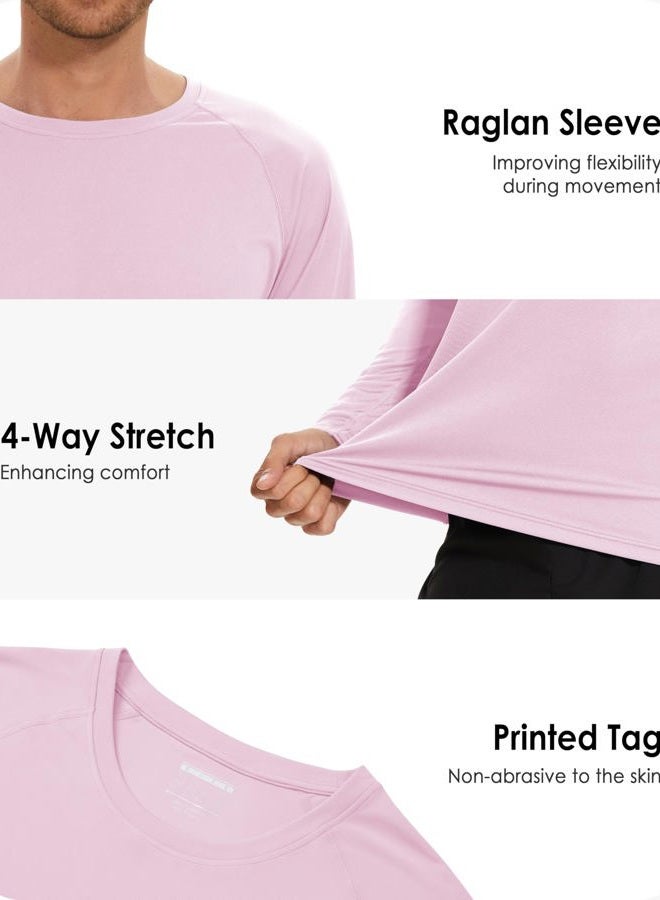 Boladeci Men's UPF 50+ Sun Shirt Long Sleeve Quick Dry UV Protection Fishing Swim T Shirt, Light Pink, L - Image 5