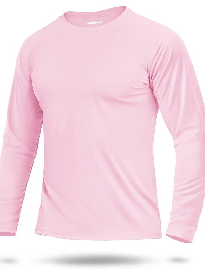 Boladeci Men's UPF 50+ Sun Shirt Long Sleeve Quick Dry UV Protection Fishing Swim T Shirt, Light Pink, L - Image 1