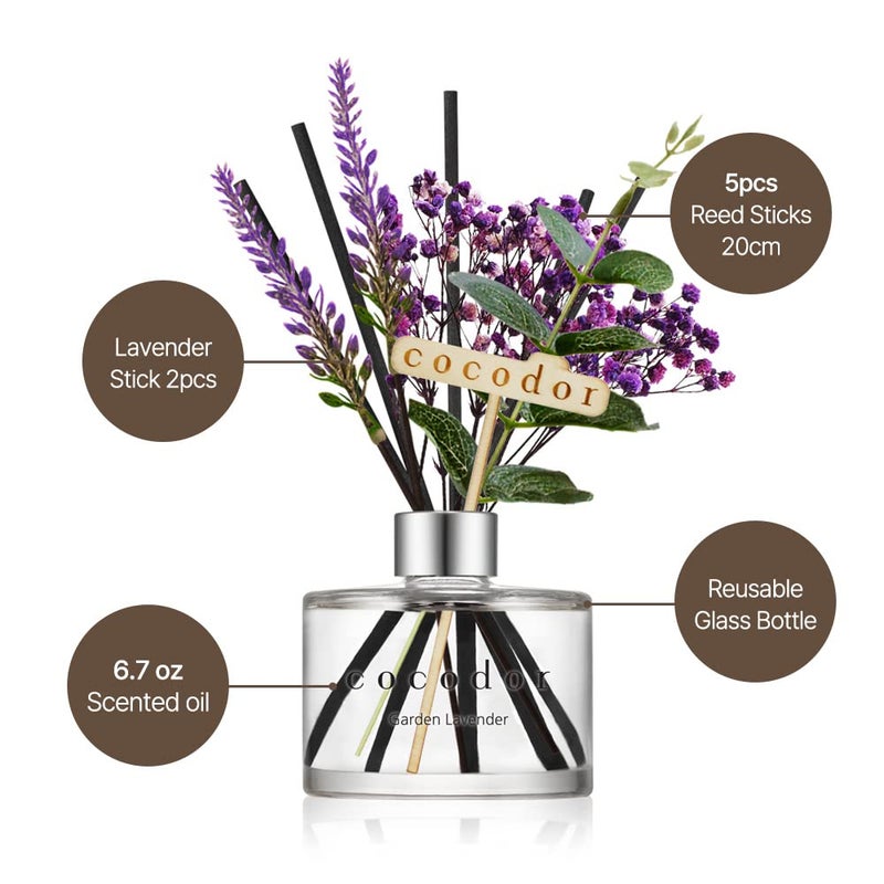 COCODOR Lavender Reed Diffuser/Garden Lavender / 6.7oz(200ml) / 1 Pack/Home Decor & Office Decor, Fragrance and Gifts - Image 3