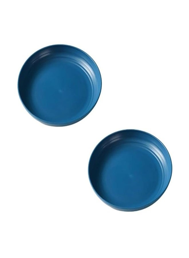 BGVM Wheat Straw Plastic Dinner Plates Set - 9 Inch Reusable Plates, Lightweight & Unbreakable, Dishwasher & Microwave Safe (Max 120°C), Food Grade PP, BPA-Free (2, Blue) - Image 1