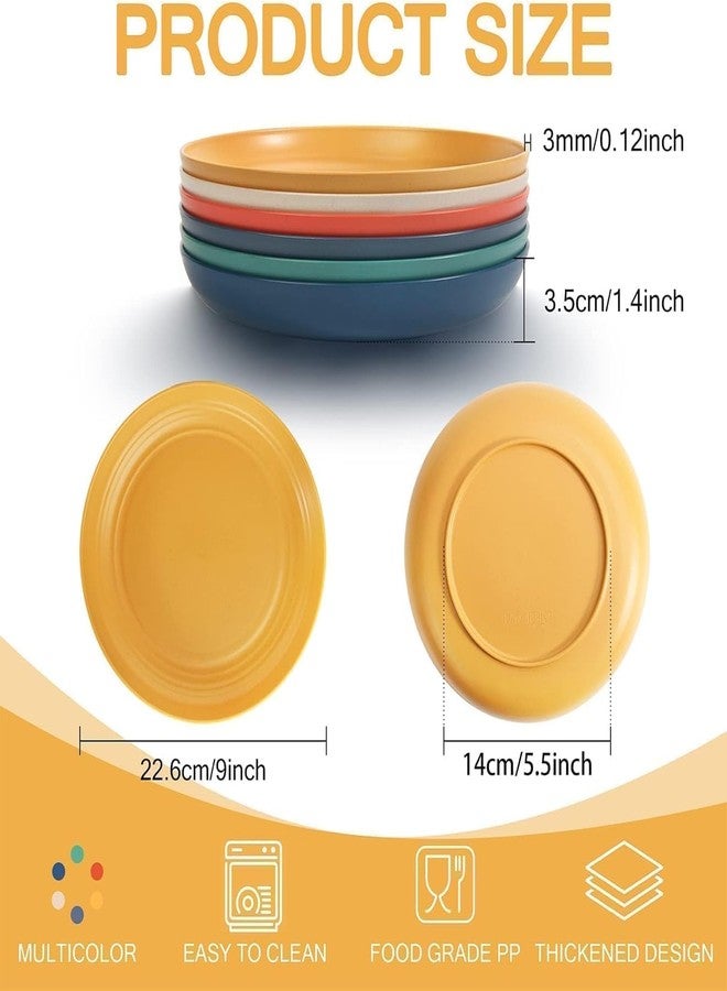BGVM Wheat Straw Plastic Dinner Plates Set - 9 Inch Reusable Plates, Lightweight & Unbreakable, Dishwasher & Microwave Safe (Max 120°C), Food Grade PP, BPA-Free (2, Blue) - Image 2