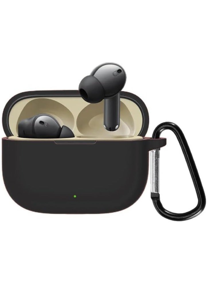 Soft Silicone Cover For Realme Buds T300 TWS Earbuds Case With Hook Antifall Protective Sleeve Accessories (Black) - Image 1