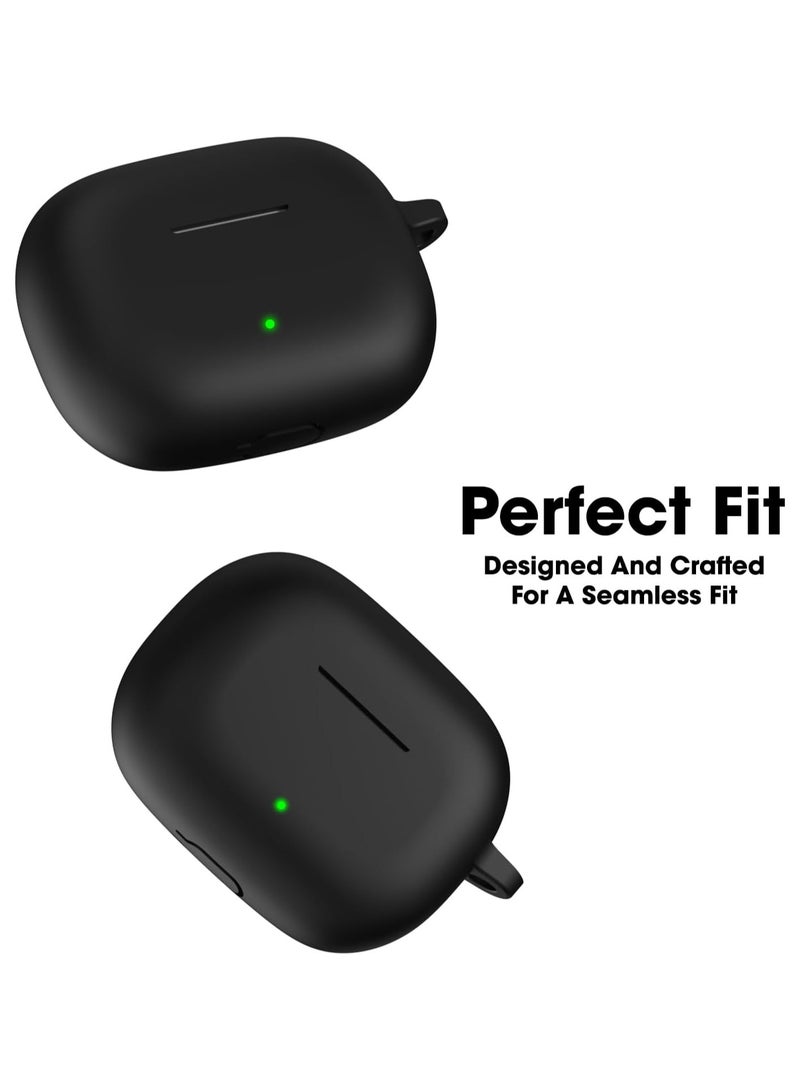Soft Silicone Cover For Realme Buds T300 TWS Earbuds Case With Hook Antifall Protective Sleeve Accessories (Black) - Image 3