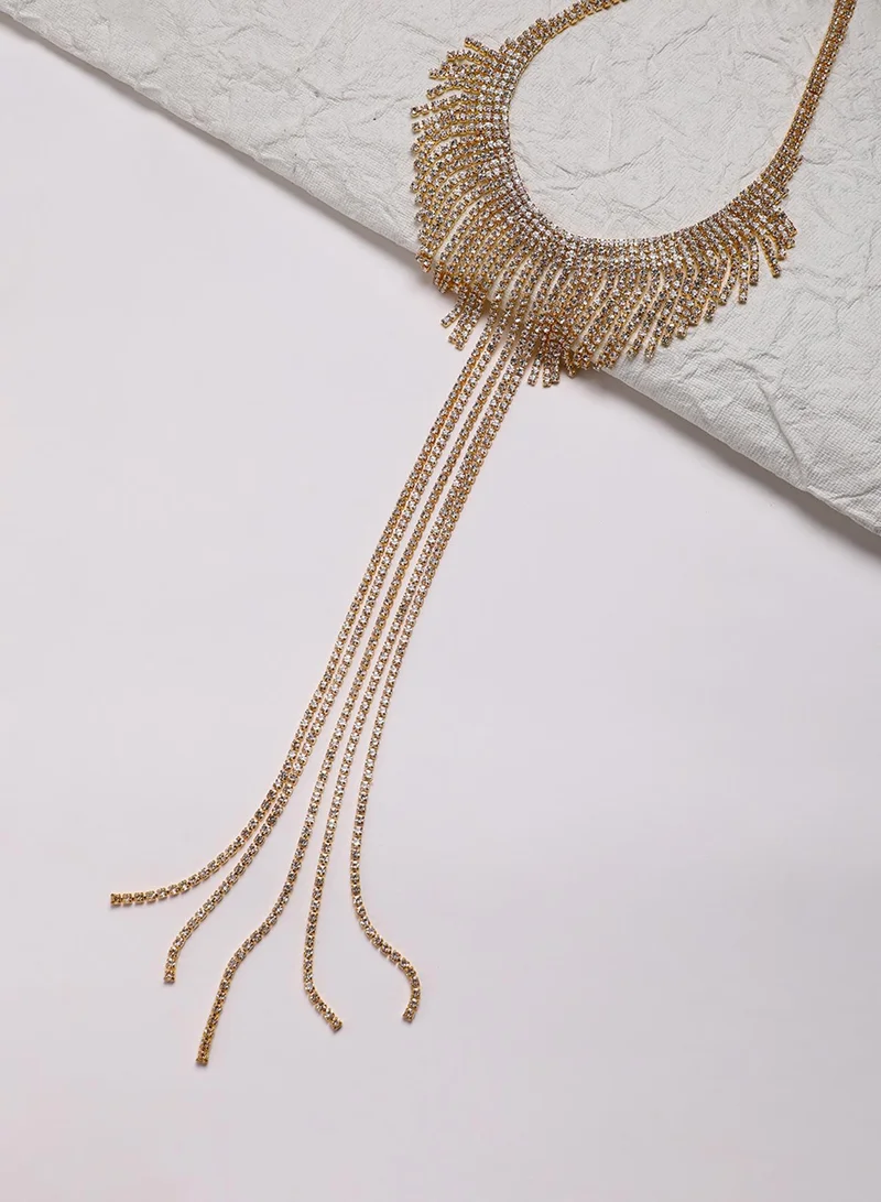SOHI Fringe Bling Statement Artificial Necklace Jewellery