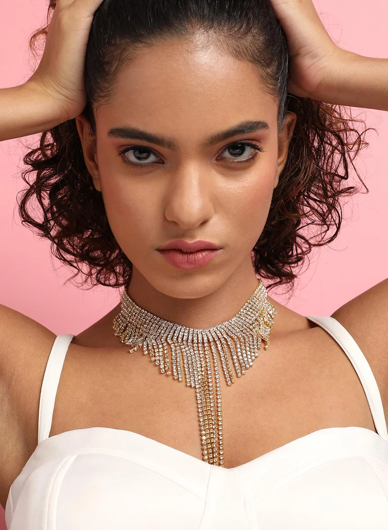 SOHI Fringe Bling Statement Artificial Necklace Jewellery