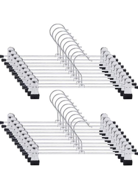 20-شماعات قابلة للتعديل مانعة للانزلاق مع مشبك أسود / فضي 30 سم