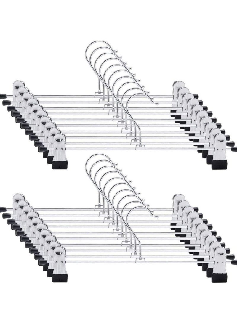 AXENTURE 20-Pcs Adjustable Non-Slip Hangers With Clip Black/Silver 30cm - Image 1