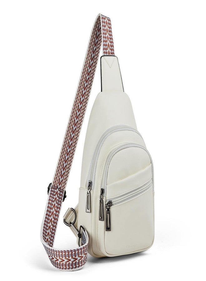 Mroede Sling Bag Crossbody Bags for Women Small Cross Body Bag for Daily Travel Leisure Sport, 4-5 White, 3.5 x 10.5 x 6 inches, Front Pocket Zipper - Image 1