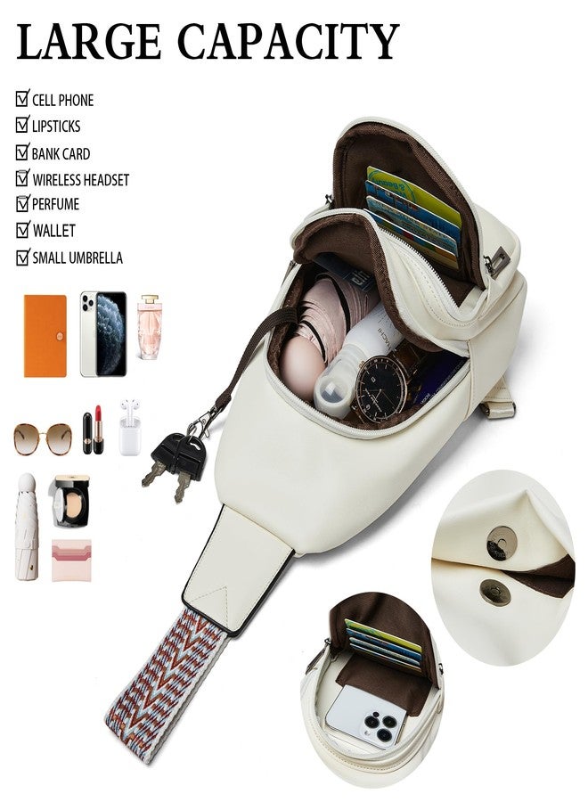 Mroede Sling Bag Crossbody Bags for Women Small Cross Body Bag for Daily Travel Leisure Sport, 4-5 White, 3.5 x 10.5 x 6 inches, Front Pocket Zipper - Image 4