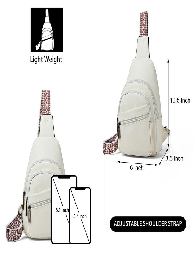 Mroede Sling Bag Crossbody Bags for Women Small Cross Body Bag for Daily Travel Leisure Sport, 4-5 White, 3.5 x 10.5 x 6 inches, Front Pocket Zipper - Image 3