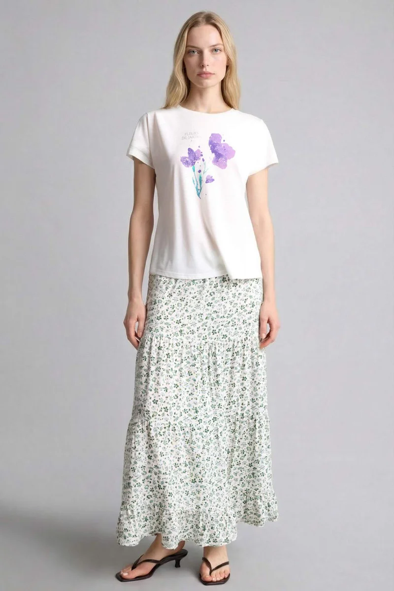 ديفاكتو Printed Maxi Skirt