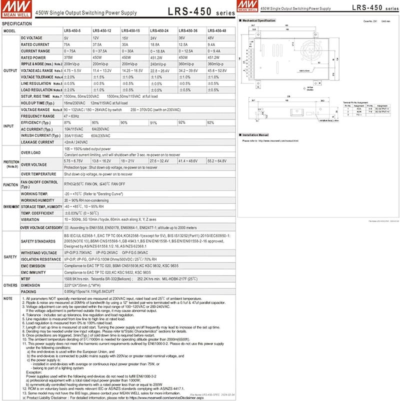 LRS 450 12 450W 12V 37 5A AC DC Industrial Power Supply For Machinery - Image 1