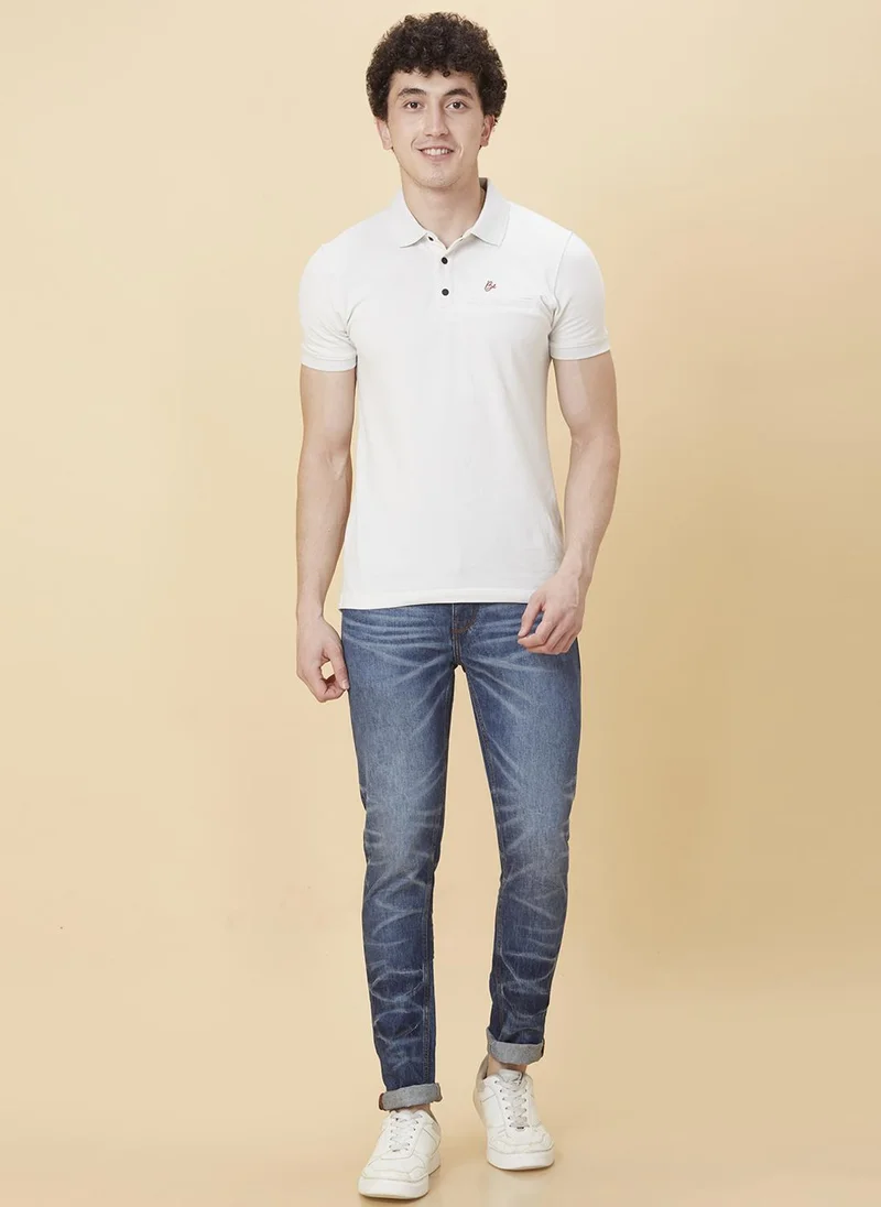Being Human MID TONE Men Slim Fit Clean Look Whiskers & Chevrons Heavy Fade Stretchable Jeans for Men | Best Price UAE