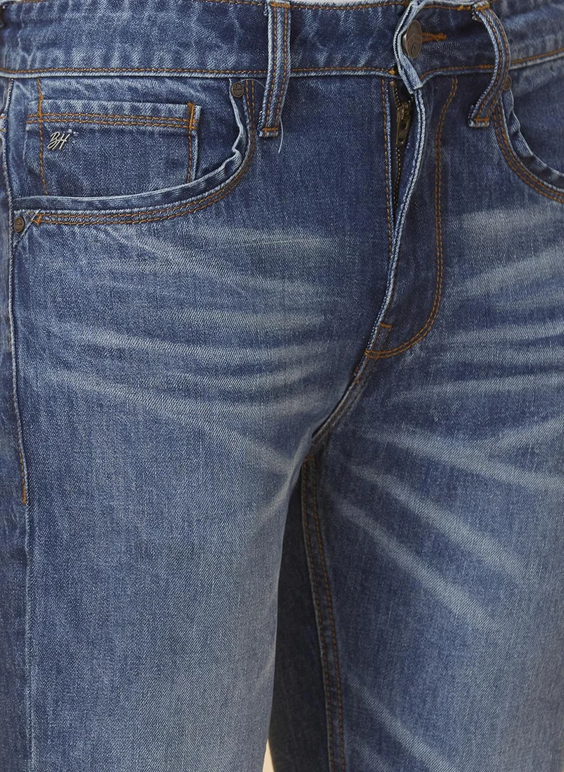 Being Human MID TONE Men Slim Fit Clean Look Whiskers & Chevrons Heavy Fade Stretchable Jeans for Men | Best Price UAE