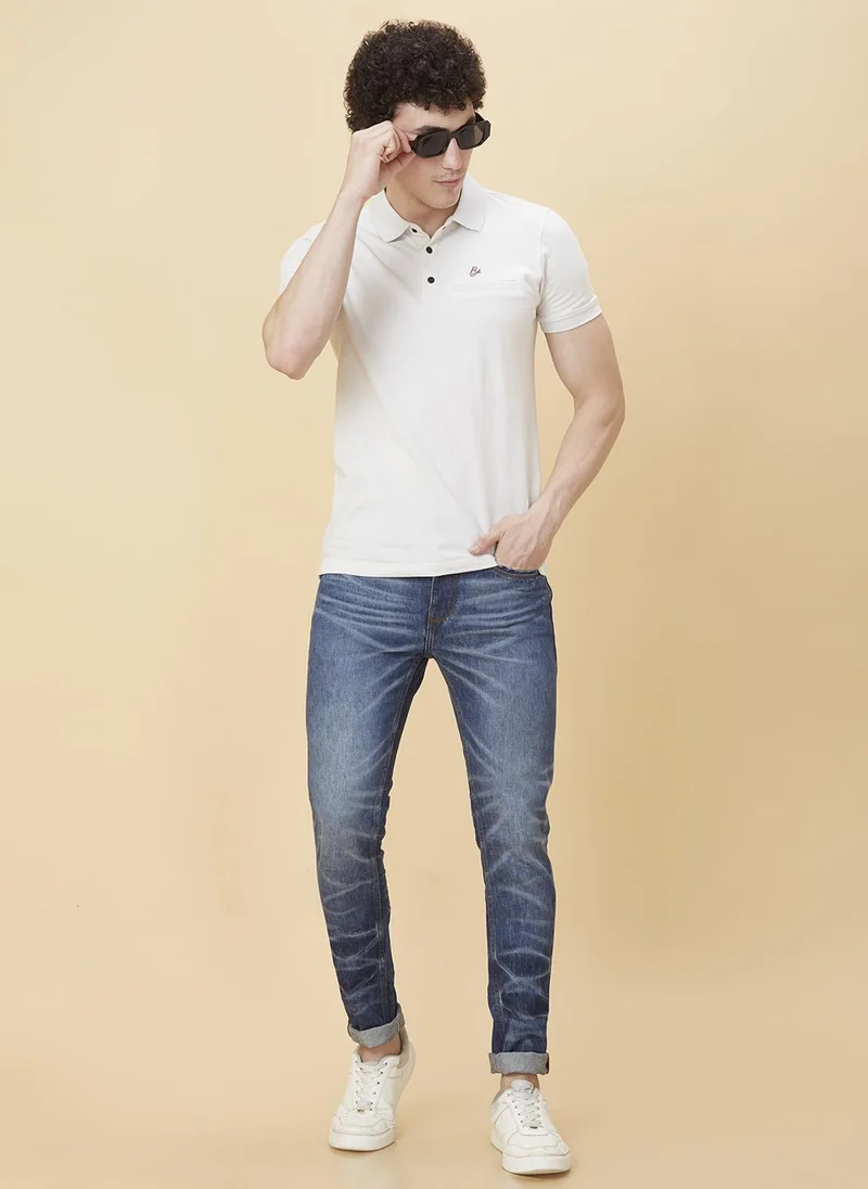 Being Human MID TONE Men Slim Fit Clean Look Whiskers & Chevrons Heavy Fade Stretchable Jeans for Men | Best Price UAE