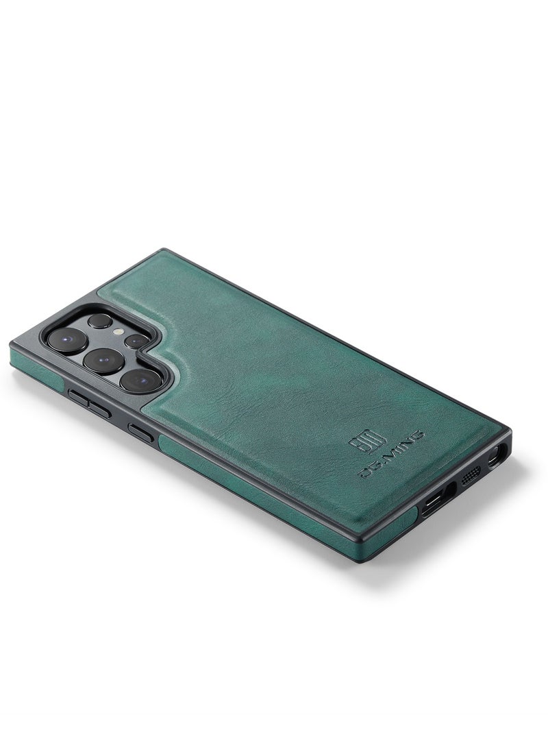 DGMING Case Cover Premium Leather Back with Logo CutOut Shockproof Compatible with Samsung Galaxy S25 Ultra (Green)  - Image 3
