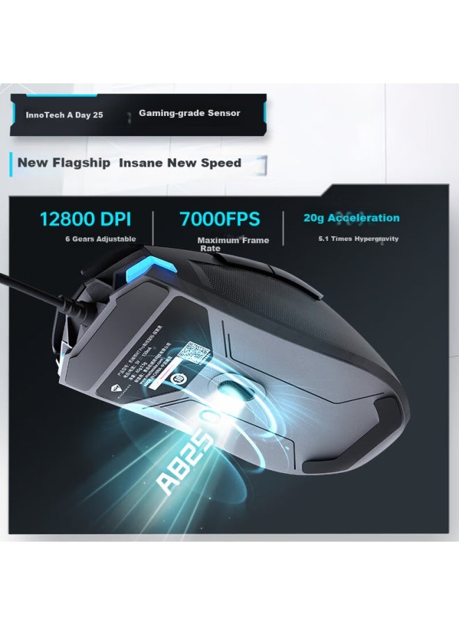 ماكينيك Machenike M7pro ماوس ألعاب كبير سلكي خفيف الوزن معدل استطلاع 1000 هرتز أسود - Image 2