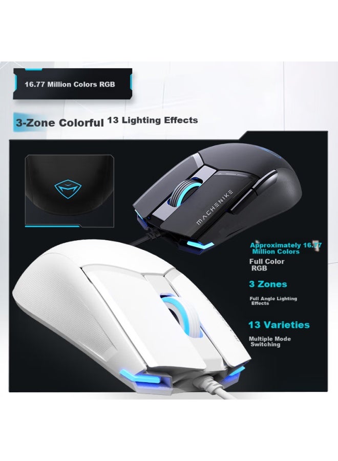 ماكينيك Machenike M7pro ماوس ألعاب كبير سلكي خفيف الوزن معدل استطلاع 1000 هرتز أسود - Image 3