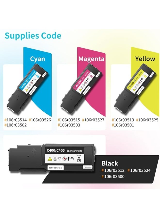 Terabyte C405 Toner Replacement for C400/C405 Printer 106R03512 106R03513 106R03514 106R03515 Ink Cartridge,High Capacity Toner Bundle Compatible with C405YDN C400DN Multifunction Color Printer - Image 2