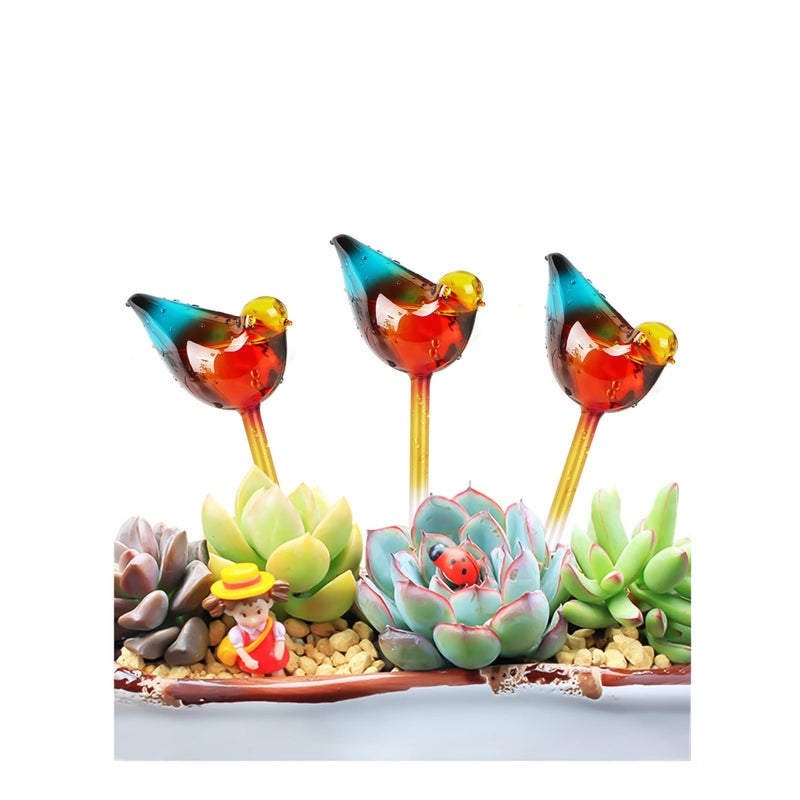 SOLARAE Automatic Plant Watering Globes, 3pcs Self Watering Planter Insert Spikes, Automatic Plant Waterer System Devices, Watering Drip Irrigation Equipment Water Bulbs For Indoor Outdoor Plants-Bird Shape - Image 1