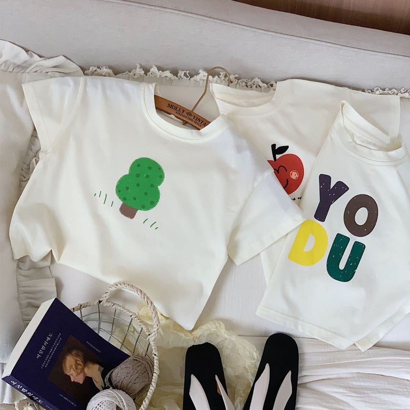 Children'S Cotton Short-Sleeved T-Shirt 2025 Summer Fashionable All-Match Crewneck Half-Sleeved Top For Boys And Girls Aged 0-6 - Image 4