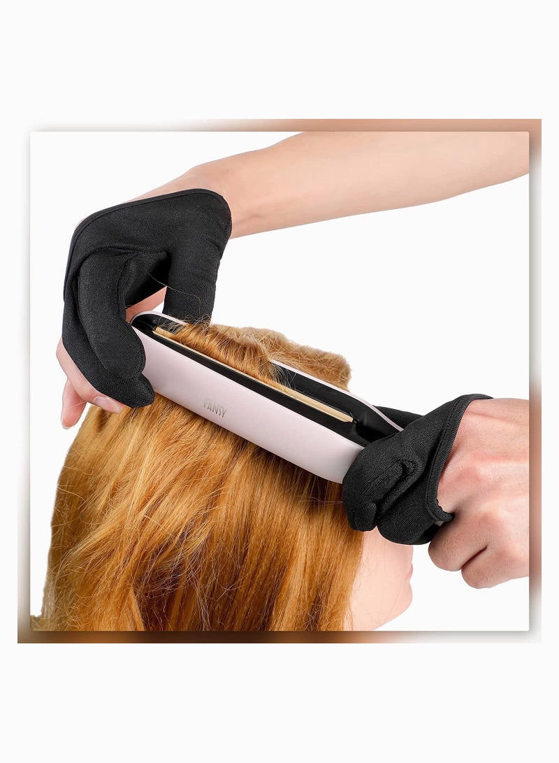 3 Finger Heat Resistant Gloves 3 Finger Mittens Protection Gloves Curling Wand Glove Reusable Heat Gloves for Barber Hair Styling Curling Perming Hair Straightening 2 Pieces - Image 3