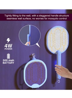 GECKO Handheld Bug Zapper Racket Electric Fly Swatter Mosquito Killer with Table Charging Base Rechargeable Battery With Type-C Cable for Bedroom Nursery Room Indoor Outdoor , LTD-658 - blue  - Image 3