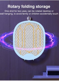 GECKO Handheld Bug Zapper Racket Electric Fly Swatter Mosquito Killer with Table Charging Base Rechargeable Battery With Type-C Cable for Bedroom Nursery Room Indoor Outdoor , LTD-658 - blue  - Image 4