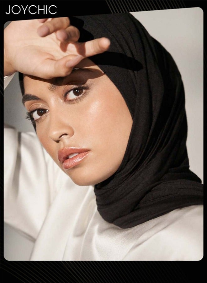 حجاب نسائي كلاسيكي بلون موحد من مودال صديق للبشرة، وشاح طويل من الحرير القطني قابل لللف - Image 1