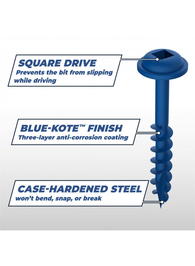 Kreg SML-C250B-250 Blue-Kote Weather Resistant Pocket Hole Screws, 2 1/2 inch, 8 Coarse, Washer Head, 250 Count - Image 2