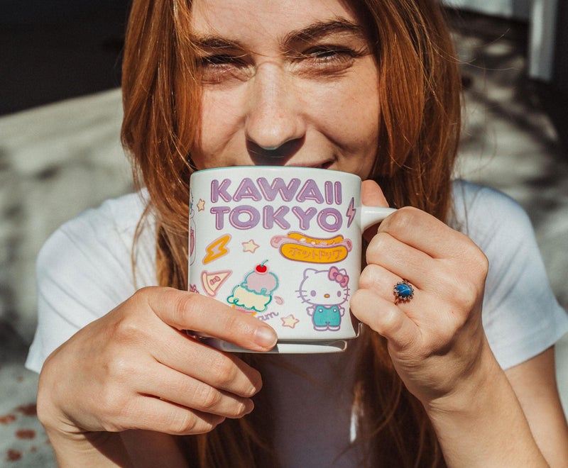 Silver Buffalo Sanrio Hello Kitty "Kawaii Tokyo" Allover Icons Ceramic Stacking | Large Coffee Cup For Espresso, Caffeine, Beverages, Home & Kitchen Essentials | Cute Gifts and Collectibles | Holds 13 Ounces - Image 4