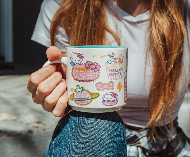 Silver Buffalo Sanrio Hello Kitty "Kawaii Tokyo" Allover Icons Ceramic Stacking | Large Coffee Cup For Espresso, Caffeine, Beverages, Home & Kitchen Essentials | Cute Gifts and Collectibles | Holds 13 Ounces - Image 5