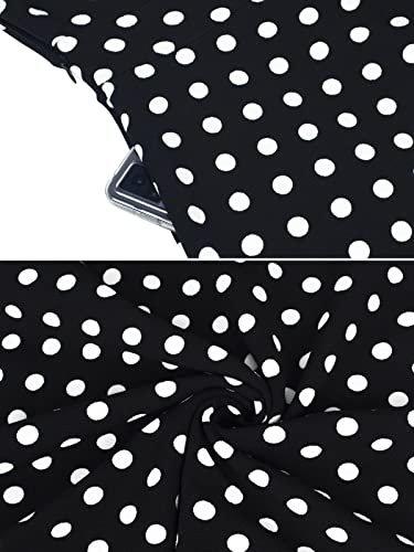 Mokayee Polka Dot Dress for Women Summer Short Puff Sleeve V Neck Vintage Semi-Formal A Line Fit and Flare Retro Cocktail Modest Teacher Flattering Business Casual Work Derby Dresses XL - Image 3