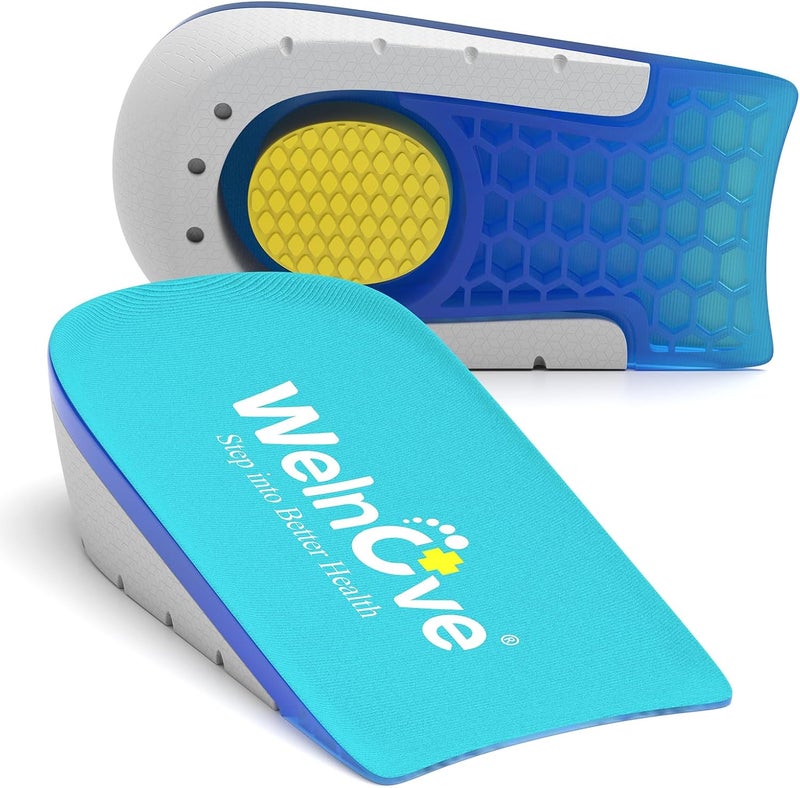 Welnove Welnove Shoe Inserts Gel Heel Cushion Cup for Achilles Tendonitis, Plantar Fasciitis, Heel Pain, Heel Spur, 1" Heel Lift Support for Women 7-10 & Men 5-7(1 Pair) 