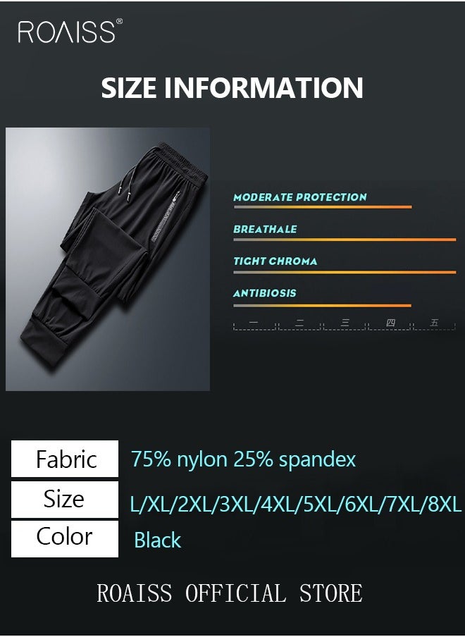 roaiss Men's Ice Silk Pants Breathable Thin Quick-drying Casual Pants Loose Sports Pants Ankle-Tied  - Image 5
