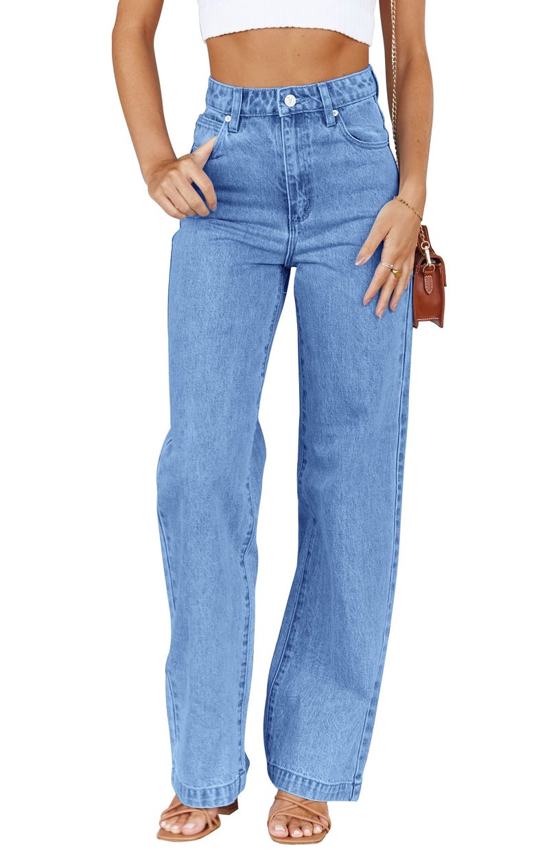 PLNOTME Women's High Waisted Jeans Boyfriend Baggy Straight Leg Casual Denim Pants - Image 1