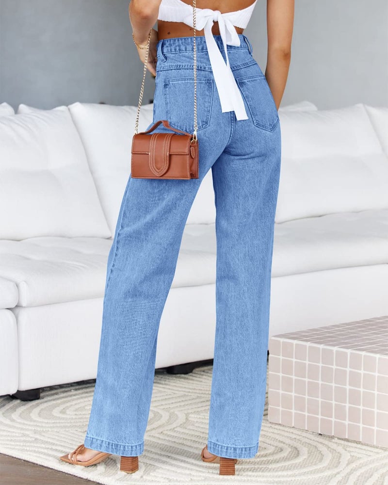 PLNOTME Women's High Waisted Jeans Boyfriend Baggy Straight Leg Casual Denim Pants - Image 2