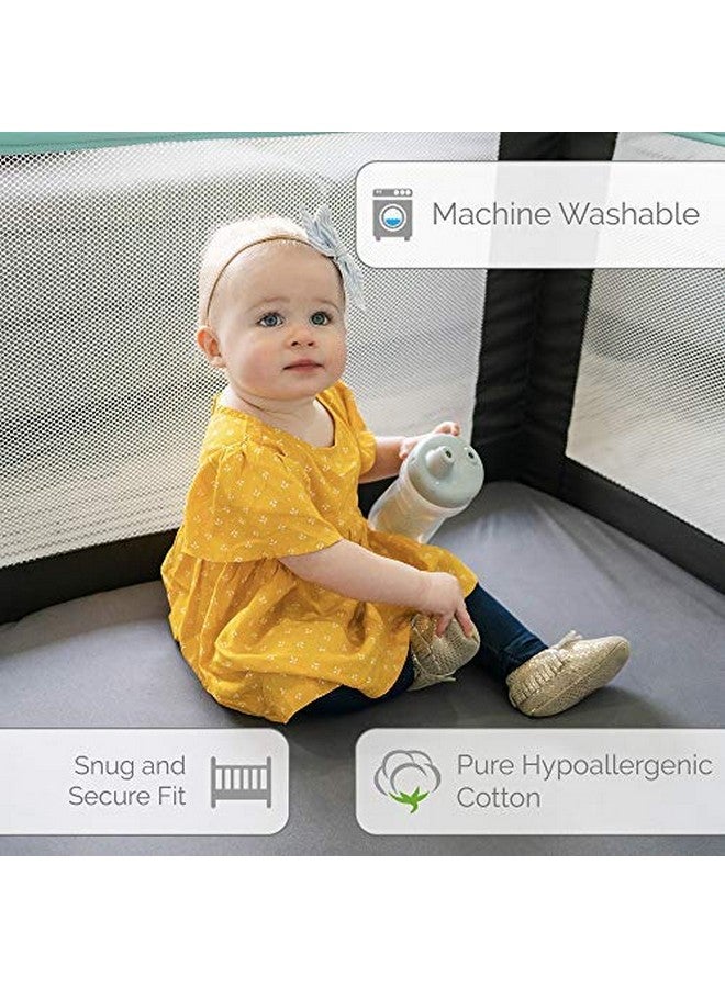 SHEETWORLD.COM SheetWorld Fitted 100% Cotton Percale Square Play Yard Sheet Fits Joovy 38 x 38, Sage Honeycomb, Made in USA - Image 4