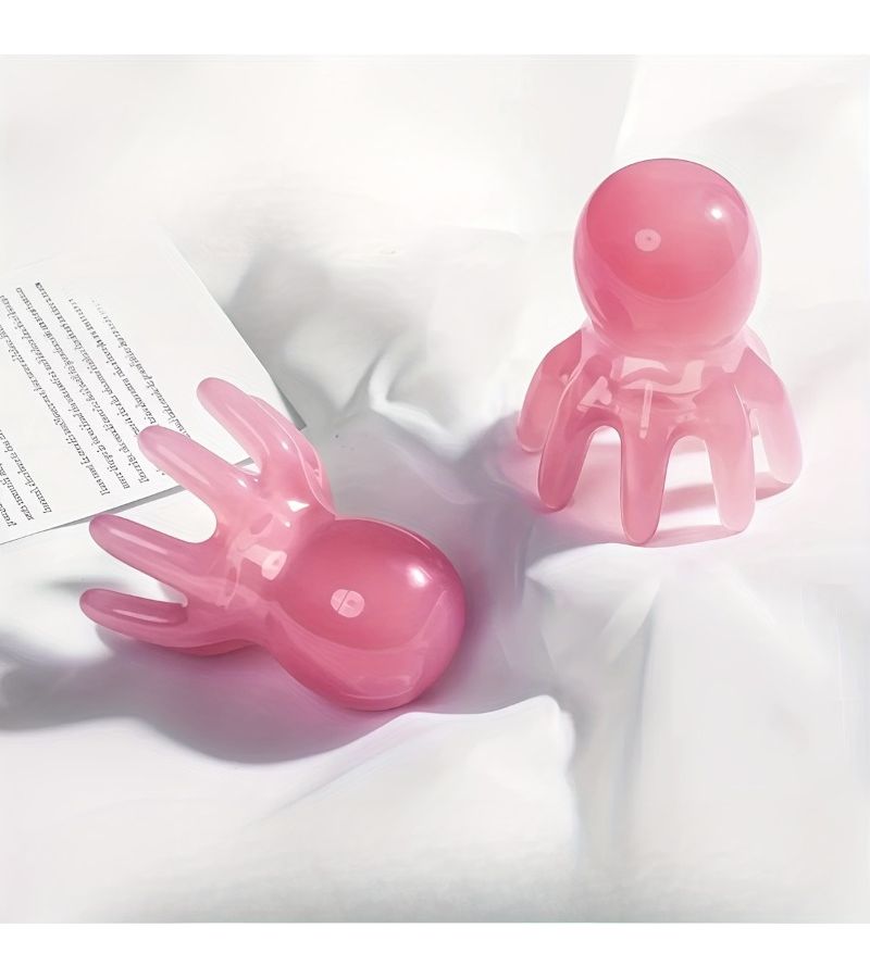 Head Massage Resin Octopus Comb With Meridian Gua Sha Acupuncture SPA Scalp Care Relaxing Health Maintenance Upgraded Version Pink - Image 1