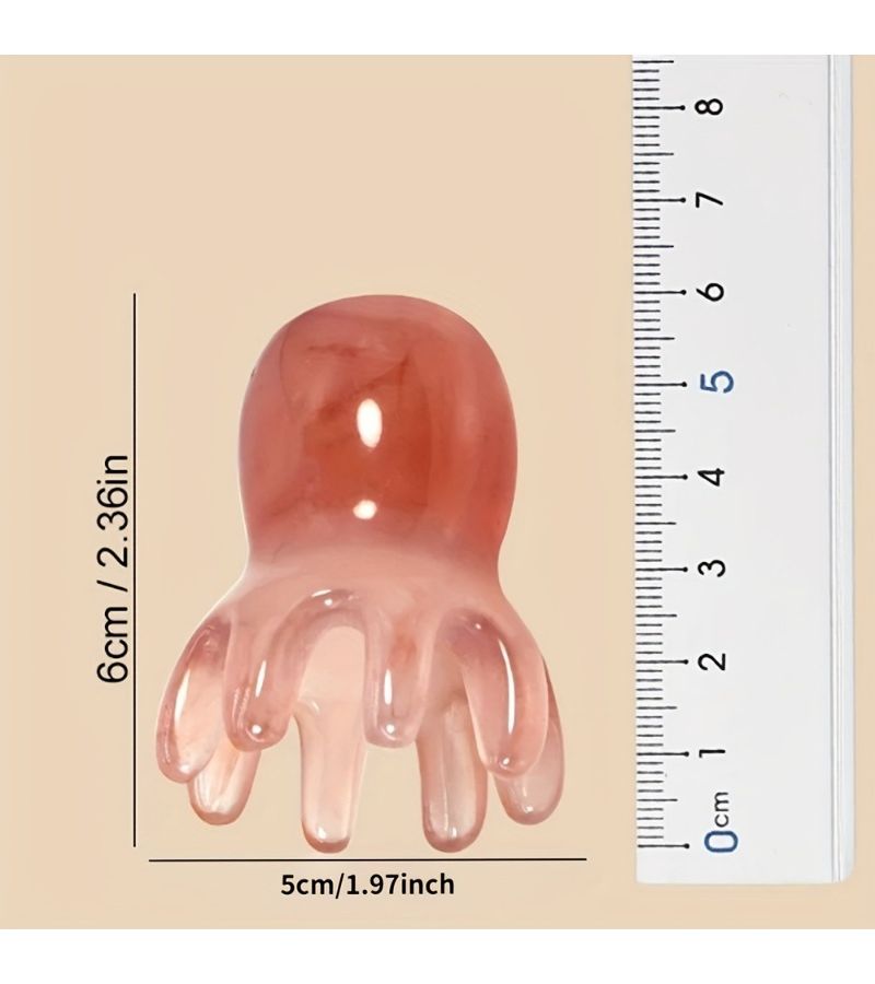 Head Massage Resin Octopus Comb With Meridian Gua Sha Acupuncture SPA Scalp Care Relaxing Health Maintenance Upgraded Version Pink - Image 5