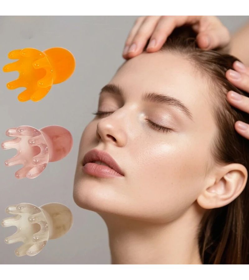 Head Massage Resin Octopus Comb With Meridian Gua Sha Acupuncture SPA Scalp Care Relaxing Health Maintenance Upgraded Version Pink - Image 3