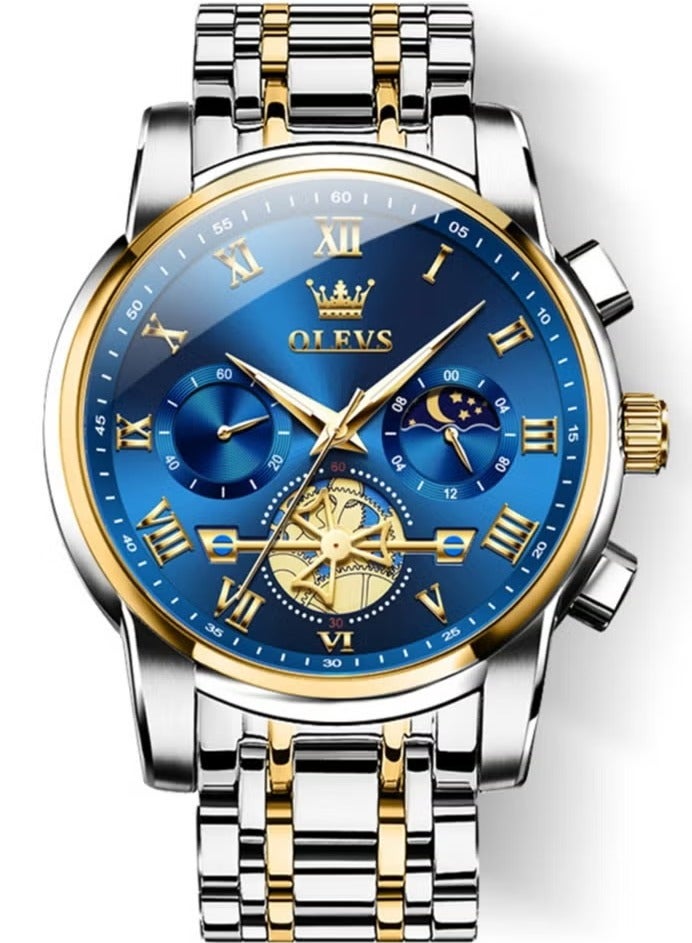 OLEVS Watches For Men Fashion Stainless Steel Quartz Chronograph Water Resistant Watch - Image 5