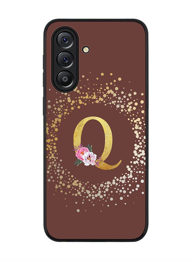 Stylizedd For Samsung Galaxy A36 5G Case,Slim fit Camera Protection, Shockproof Thin Phone cover  - Custom Monogram Floral - Q  (Brown ) - Image 1