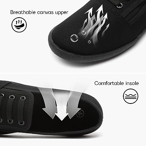 Shupua Women's Canvas Slip on Sneakers Casual Slip on Walking Shoes Womens Tennis Shoes Flat Dress Shoes Non Slip Work Shoes(Black Mno.us9) - Image 5