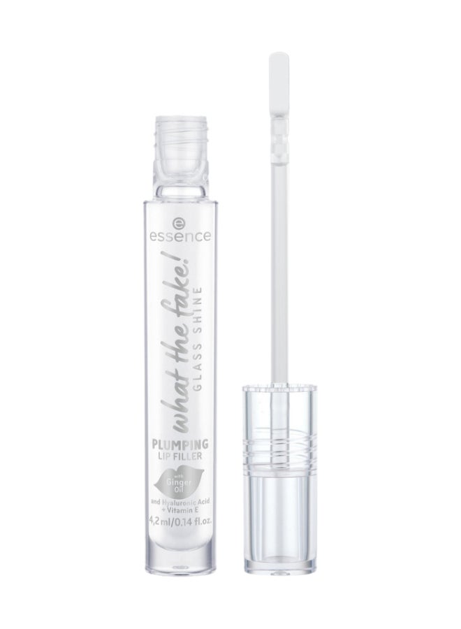 Essence what the fake! Glass Shine Plumping Lip Filler | Transparent Hyaluronic Acid Vitamin E Ginger Oil | High Gloss Moisturising Lip Plumper | Vegan Paraben-Free | No Microplastic | 4.2 ml Oh So Glassy! - Image 1